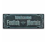 Disney Haunted Mansion Welcome Foolish Mortals Plaque en métal pour décoration d'Halloween