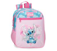 Disney Heart Stitch Sac à dos pour enfant, sac d'école, fabriqué en polyester, poches latérales, bretelles larges réglables, poignée supérieure pour suspendre, système Magic Fix., rose, Talla única