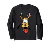 Disney Holiday Pluto Big Face Reindeer Antlers Christmas Manche Longue