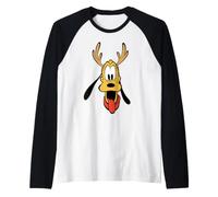 Disney Holiday Pluto Big Face Reindeer Antlers Christmas Manche Raglan