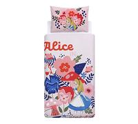 Disney Home Alice au pays des merveilles Parure de lit réversible double face, 100 % coton, taille simple, 2 pièces, 135 x 200 cm + 50 x 70 cm