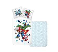 Disney Home Avengers Parure de lit réversible 135 x 200 cm - Taie d'oreiller 80 x 80 cm - 100% Coton renforcé Super Doux, 2 pièces Hulk, Iron Man, Captain America Parure de lit Douce et agréable sur