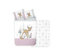 Disney Home Bambi Parure de lit réversible pour bébé 100 x 135 cm - Taie d'oreiller 40 x 60 cm - Bambi Klopfer - Parure de lit pour Enfant - 100% Coton renforcé Super Doux