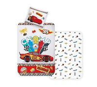 Disney Home Cars Parure de lit réversible pour Enfant 135 x 200 cm - Taie d'oreiller 80 x 80 cm - 100% Coton renforcé Super Doux - Parure de lit 2 pièces Cars - Douce et agréable sur la Peau