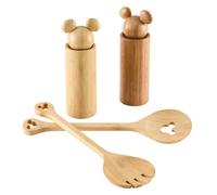 Disney Home Couverts à salade en bambou monochrome avec moulin à poivre et sel 4 pièces