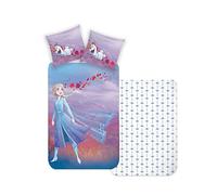 Disney Home Frozen Parure de lit réversible pour Enfant 135 x 200 cm - Taie d'oreiller 80 x 80 cm - 2 pièces - La Reine des Neiges Elsa et Olaf - Douce et agréable sur la Peau - 100% Coton renforcé