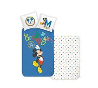 Disney Home Mickey Parure de lit réversible pour Enfant 135 x 200 cm - Taie d'oreiller 80 x 80 cm - 100% Coton renforcé Super Doux - Parure de lit 2 pièces Mickey - Douce et agréable sur la Peau