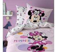 Disney Home Minnie Jolie Parure de lit Enfant | 100% Coton | Oeko-TEX | Housse de Couette 140x200cm + 1 Taie d'oreiller 63x63cm | Imprimé Fille | Rose (Rose, 140x200+63x63cm)