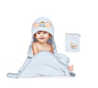 Disney Home Set 2 pièces Serviette de Bain à Capuche Dumbo,pour bébé/jusqu'à 5 Ans, Doux,très,Absorbant,certifié Oeko-TEX,1 Serviette 80x80cm,1 Gant de Toilette 15x20cm