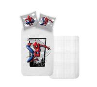 Disney Home Spiderman Parure de lit réversible 135 x 200 cm - Taie d'oreiller 80 x 80 cm - 100% Coton renforcé Super Doux - Parure de lit 2 pièces Spiderman Douce et agréable sur la Peau