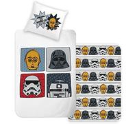 Disney Home Star Wars Parure de lit réversible 135 x 200 cm, Taie d'oreiller 80 x 80 cm, Super Douce 100% Coton renforcé 2 pièces, Parure de lit Star Wars, Douce et agréable sur la Peau