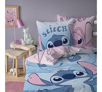 Disney Home Stitch Magic Duo Parure de lit Enfant | 100% Coton | Oeko-TEX | Housse de Couette 140x200cm + 2 Taie d'oreiller 63x63cm | Imprimé Réversible | Fille (Rose)