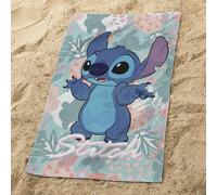 OMYDREAM – Serviette bain/plage Stitch Tropics enfant 70x120cm 100% coton Oeko‑TEX multicolore