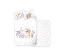 Disney Home Winnie The Pooh Parure de lit pour bébé 100 x 135 cm - Taie d'oreiller 40 x 60 cm - Ours Winnie l'ourson et porcinet - Parure de lit pour Enfant - Parure de lit réversible en 100% Coton