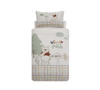 Disney Home Winnie The Pooh Parure de lit réversible pour Enfant 100 x 135 cm - Taie d'oreiller 40 x 60 cm - Ours Winnie l'ourson et porcinet - Parure de lit réversible - Super Douce 100% Coton Bio