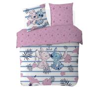 Disney - Housse de Couette Disney Angel & Stitch + Taie d'oreiller 63x63 cm - 100% Coton - Rose (200x200 cm)