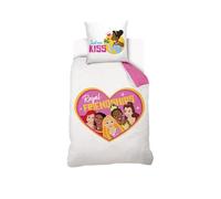 Disney - Housse de Couette Disney Princesses Cœur 140x200 cm + 1 Taie d'oreiller 63x63 cm - 100% Coton - Blanc
