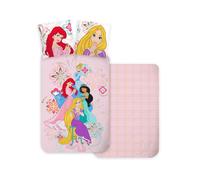 DISNEY Housse de couette 'Prinzessinnen' bleu clair / violet / rose clair / rouge, Taille Universal