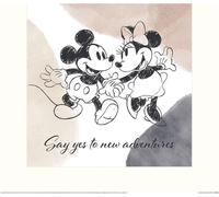 Disney - imprimé "Say Yes To New Adventures", "Mickey & Minnie Mouse" PM4921 (40 cm x 40 cm) (noir/blanc)