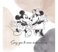 Disney - imprimé "Say Yes To New Adventures" PM7172 (40 cm x 40 cm) (Blanc/Noir)