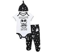 Disney Jack Skellington Baby Boys Bodysuit Pants & Hat Set 0-3 Months White/Charcoal