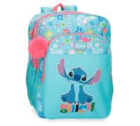 Disney Joumma Aloha Stitch Sac à Dos d'école pour Enfant fabriqué en Polyester, Bretelles Larges et réglables Qui s'adaptent, Poche Avant., Bleu, Sac à Dos 40 Adaptable