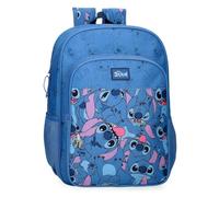 Disney Joumma Bags Happy Stitch Sacs à dos scolaires, sacs à dos pour enfants, avec pompon décoratif, plusieurs compartiments, bleu, Sac à dos 40 adaptable