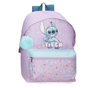 Disney Joumma Lovely Stitch Sac à dos d'école pour enfant fabriqué en polyester, bretelles larges et réglables qui s'adaptent, poche avant., violet, Sac à dos 44