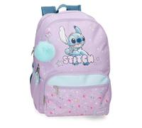 Disney Joumma Lovely Stitch Sac à Dos d'école pour Enfant fabriqué en Polyester, Bretelles Larges et réglables Qui s'adaptent, Poche Avant., Violet, Sac à Dos Double 44