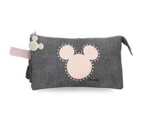 Disney Joumma Mickey Studs Trousse Triple Noire 22 x 12 x 5 cm Polyester, Noir, Trousse Triple