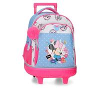 Joumma Disney Minnie Flowers Sac à dos compact amovible 2 roues Bleu clair 32 x 45 x 21 cm Polyester 30,2 l