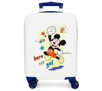 Disney Joumma Minnie Party Valise de Cabine Blanche pour Enfant, Rigide ABS, Fermeture à Combinaison latérale, 28,4 l, 2 kg, 4 Roues Doubles, Bagage à Main, Here We Go, Talla única, Valise 50