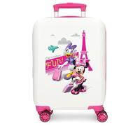 Disney Joumma Minnie Party Valise de Cabine Blanche pour Enfant, Rigide ABS, Fermeture à Combinaison latérale, 28,4 l, 2 kg, 4 Roues Doubles, Bagage à Main, Paris, Valise 50