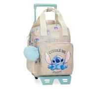 Disney Joumma Stitch Cuddle Me Happy Sac à dos préscolaire avec chariot Beige 23 x 28 x 10 cm Polyester, Beige, Talla única, Sac à dos préscolaire avec chariot