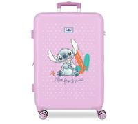 Disney Joumma Stitch from Hawaii Violet Valise Moyenne 46x65x23 cm Rigide ABS Serrure à Combinaison Latérale 56L 3.1kg 4 Doubles Roues