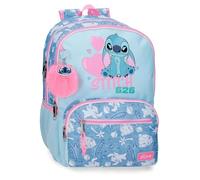 Disney Joumma Stitch Hearts Sac à Dos Scolaire Double Compartiment 15.6" Bleu 32x44x17 cm Polyester 23.94L