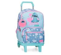 Disney Joumma Stitch Hearts Sac à Dos Scolaire Double Compartiment avec Chariot 15.6" Bleu 32x44x17 cm Polyester 23.94L