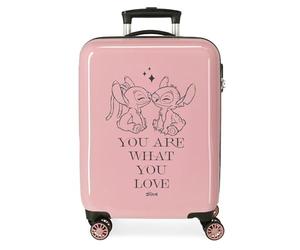 Disney Joumma Stitch You Love Valise Cabine Rose 38 x 55 x 20 cm Rigide ABS Fermeture à Combinaison latérale 34 l 2 kg 4 Roues Bagage Main, Rose Amour, Valise