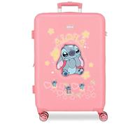 Disney Joumma Stitch You & Me Rose Valise Moyenne 46x65x23 cm Rigide ABS Serrure à Combinaison Latérale 56L 3.1kg 4 Doubles Roues