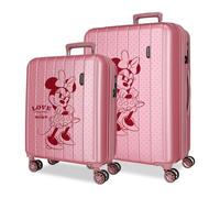 Joumma Disney Minnie Love Valise Rose 55/65 cm Rigide 6,8 kg Fermeture TSA Intégrée ABS 6,8 kg 109L Valise Cabine Extensible