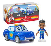 Disney Junior Firebuds, Jayden et Piston, figurine articulée et véhicule de police avec mouvement des yeux interactif, jouets pour filles et garçons à partir de 3 ans