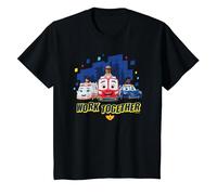 Disney Junior Firebuds Team Work Together T-Shirt, Enfant, Noir, 4 ans