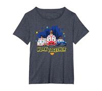 Disney Junior Firebuds Team Work Together T-Shirt, Femme Grandes tailles, Bleu Chiné, 2X