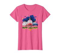 Disney Junior Firebuds Team Work Together T-Shirt, Femme, Rose Chiné, XL
