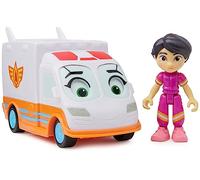 Disney Junior Firebuds, Violette et Axelle, Figurine articulée et Ambulance avec Mouvement des Yeux interactif, Jouets pour Filles et garçons à partir de 3 Ans