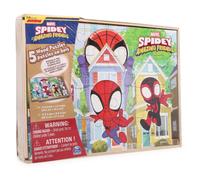 Disney Junior Marvel Spider-Man Spidey Amazing Friends - Lot de 5 puzzles en bois avec bo te de rangement pour enfants - partir de 4 ans