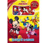Disney Junior Mickey Lecture et Aventures - Livres d'activités pour Enfants, Livre illustré de 12 Pages, 4 Figurines
