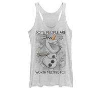 Disney Junior's Frozen Worth The Melt Tri-Blend Racerback Layering Tank, White Heather, Medium