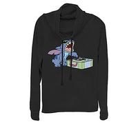Disney Junior's Lilo & Stitch DJ Stitch Women's Long Sleeve Cowl Neck Pullover, Black, 4X-Large