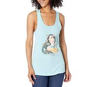 Disney Junior's Princess Pocahontas Dreamcatcher Sketch Slim Fit, Scoop Hem Racerback Tank, Cancun, X-Small